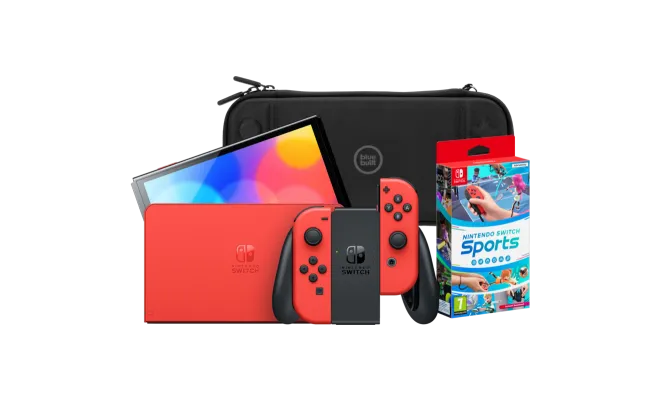 Nintendo Switch OLED Super Mario Editie + Nintendo Switch Sports + BlueBuilt Beschermhoes